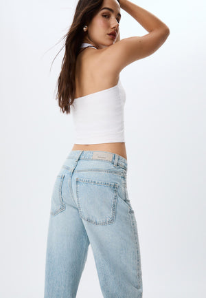 Straight-fit jeans with rhinestones