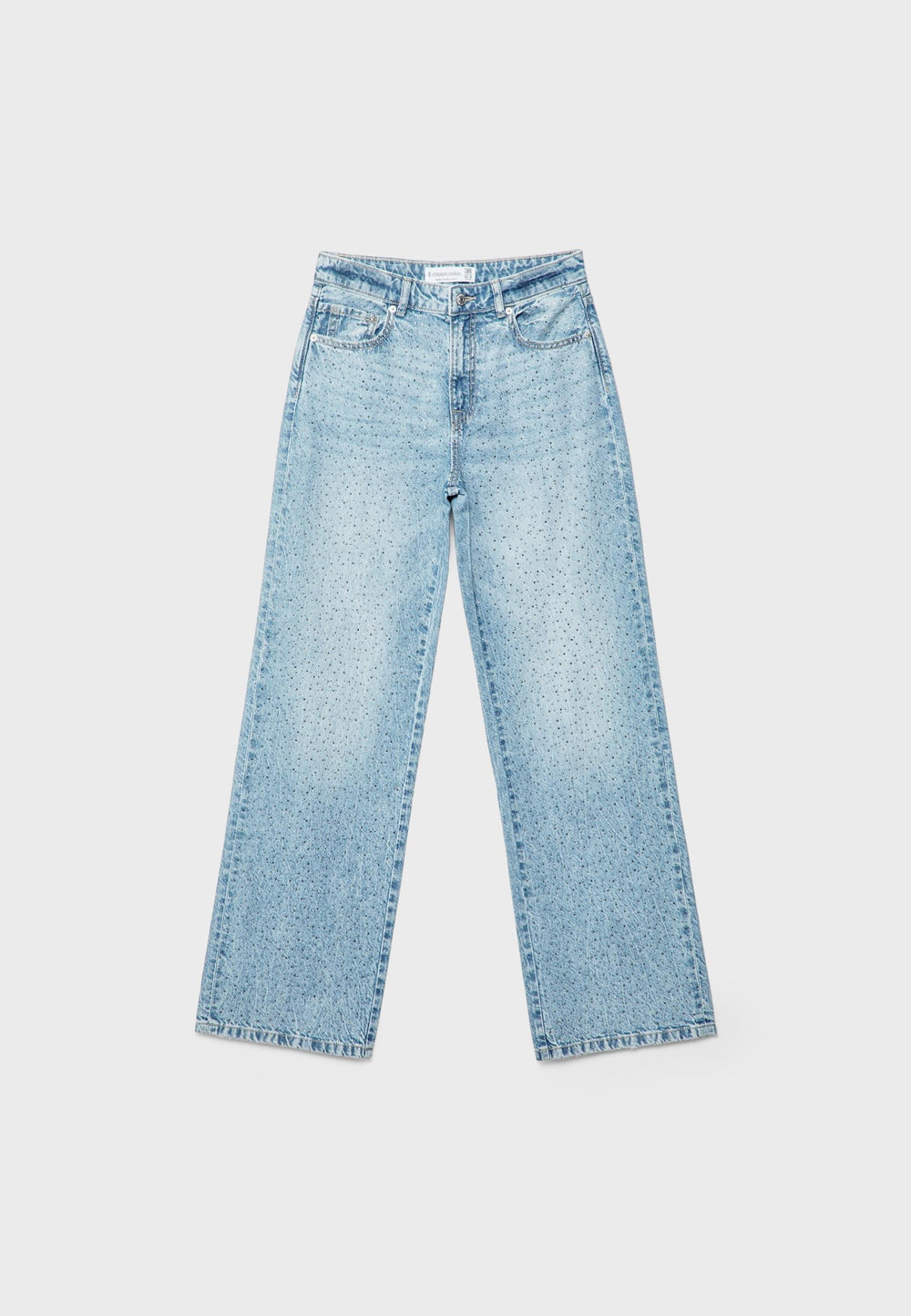 Straight-fit jeans with rhinestones