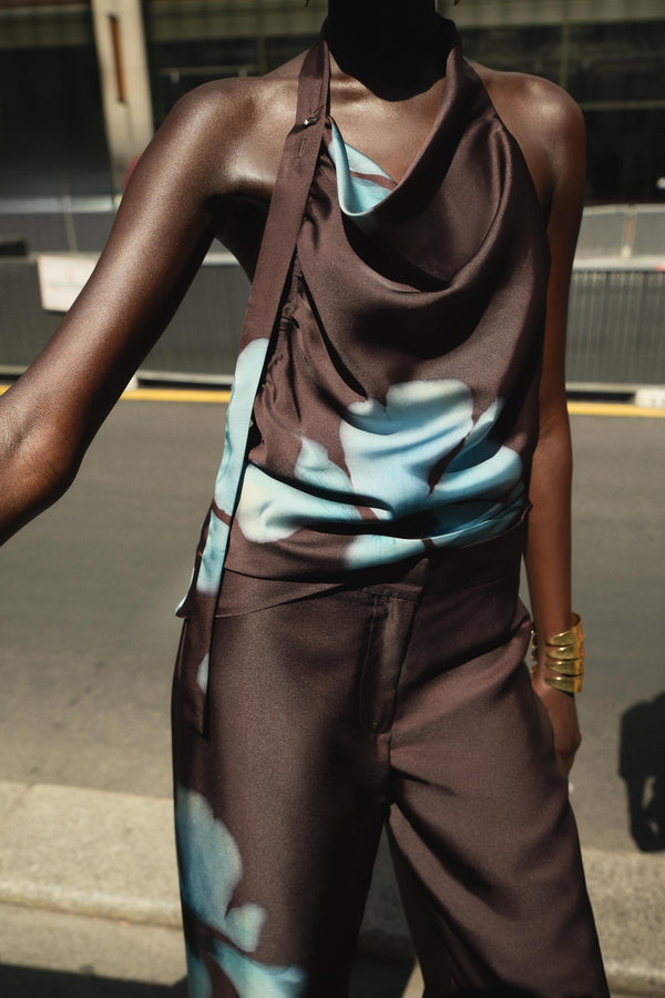 FLORAL PRINT SATIN TOP