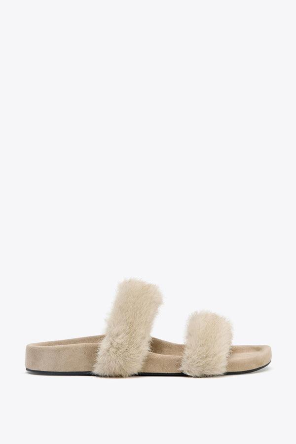 FLAT SANDALS WITH SHEEPSKIN EFFECT
