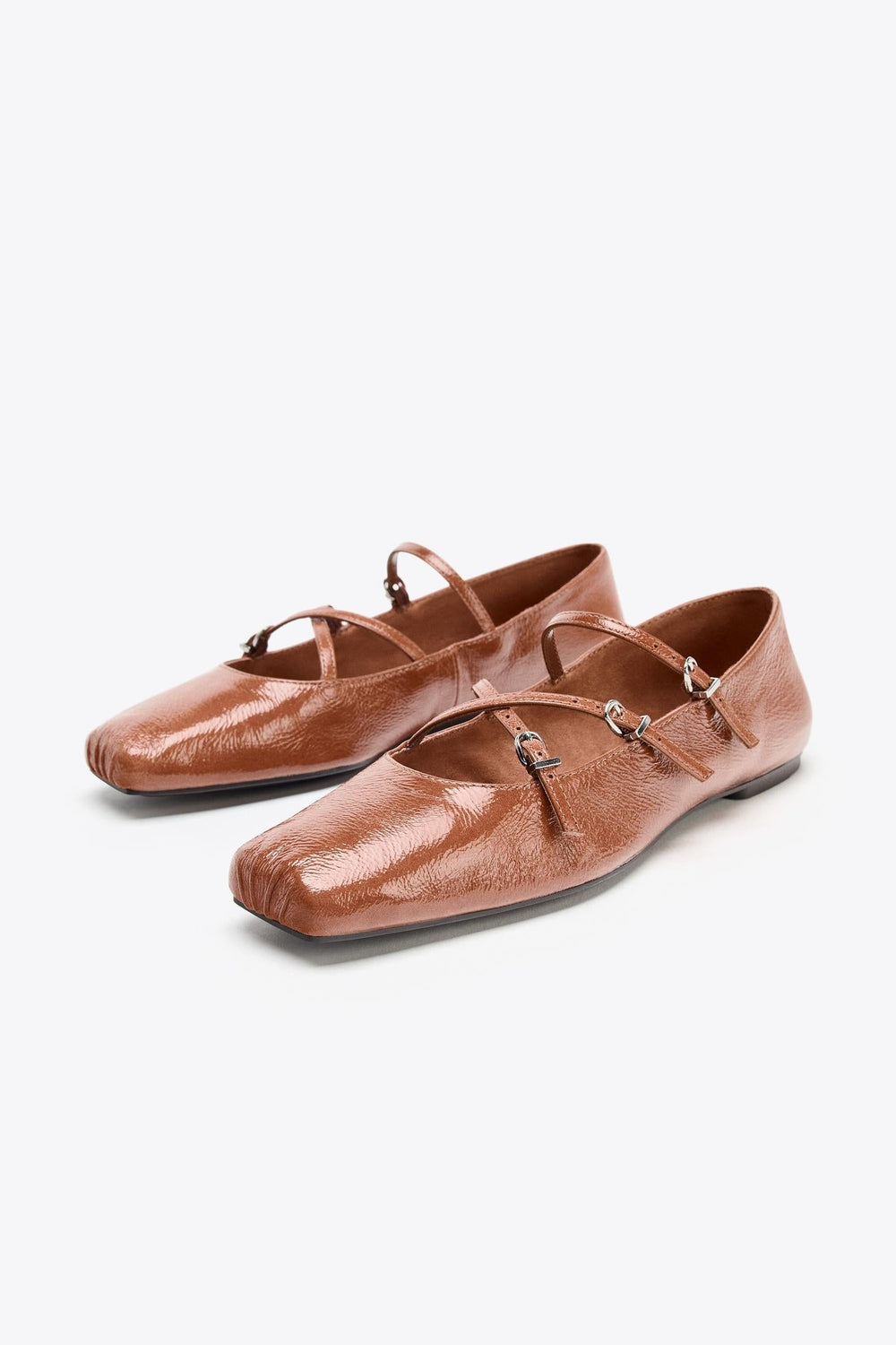 SQUARE TOE LEATHER BALLERINA