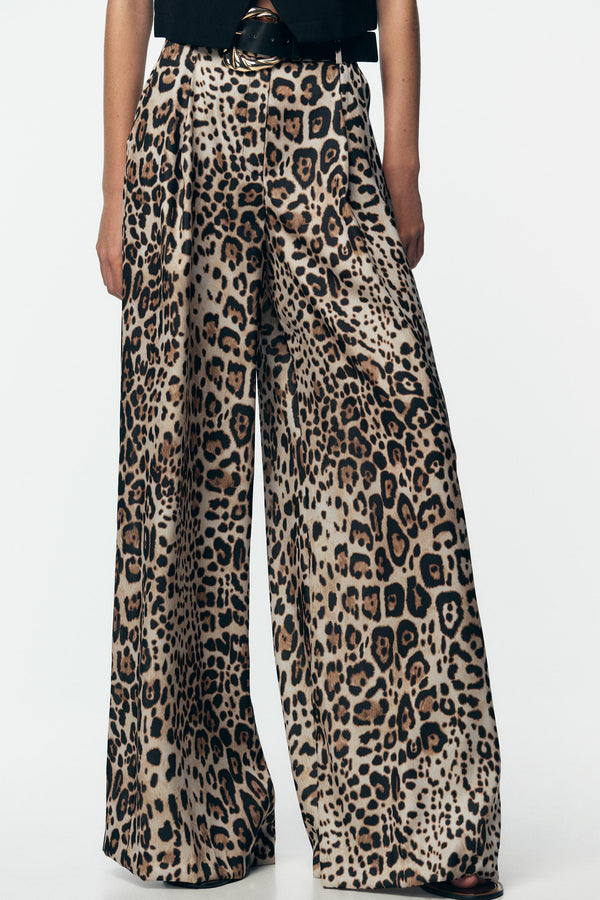 WIDE SATIN TROUSERS WITH BELT