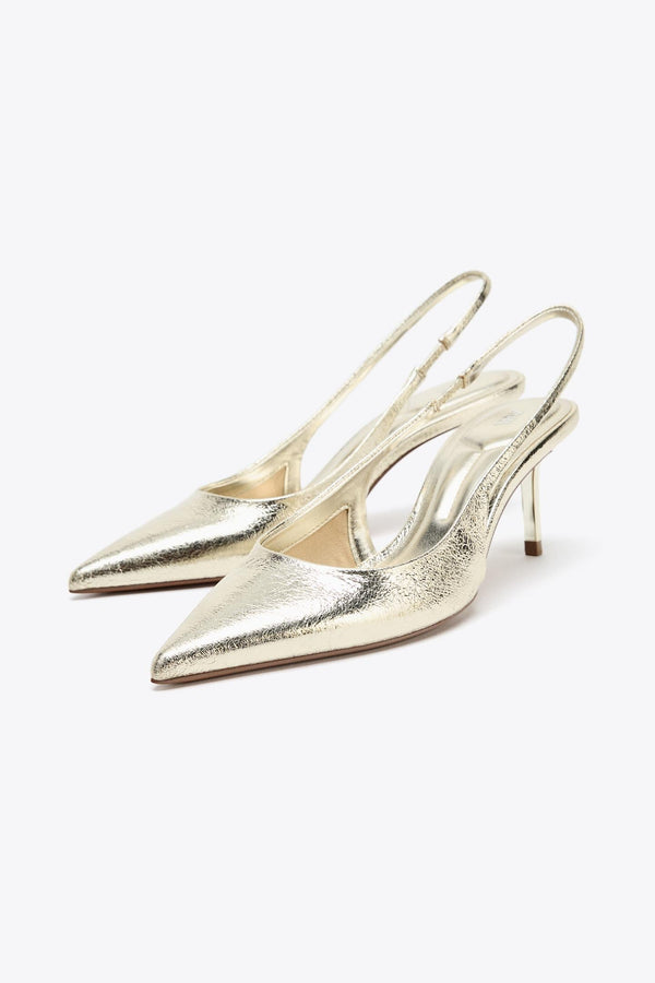 METALLIC-EFFECT SLINGBACK HEELS