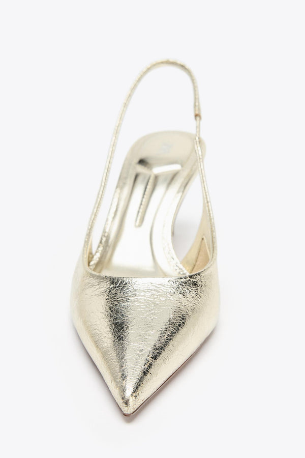 METALLIC-EFFECT SLINGBACK HEELS