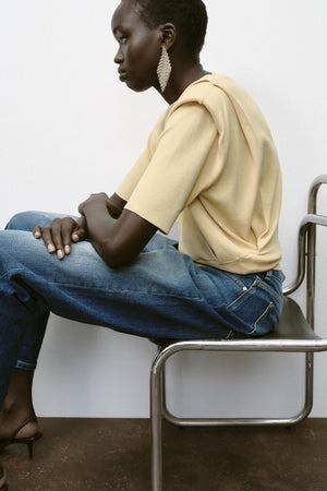 KNIT TOP WITH SHOULDER PADS