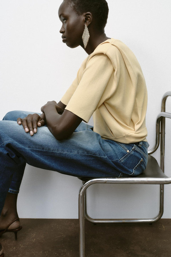 KNIT TOP WITH SHOULDER PADS