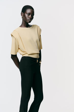 KNIT TOP WITH SHOULDER PADS