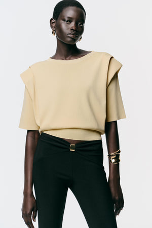 KNIT TOP WITH SHOULDER PADS