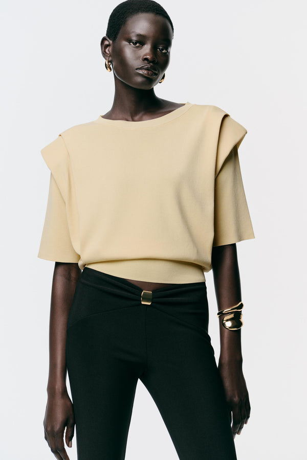 KNIT TOP WITH SHOULDER PADS