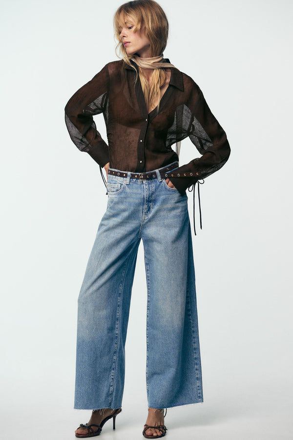 SEMI-SHEER SHIRT WITH TIES