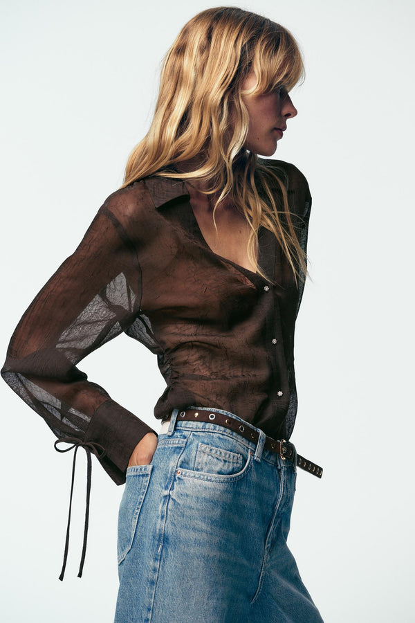 SEMI-SHEER SHIRT WITH TIES