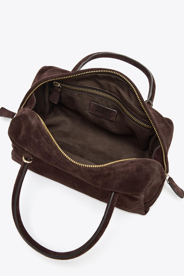 SPLIT SUEDE BOWLING BAG