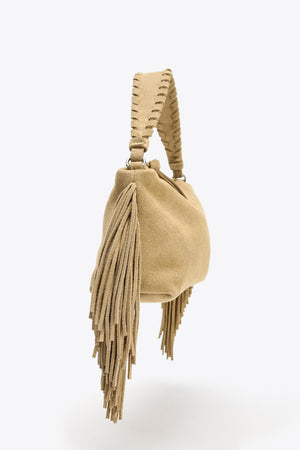 MINI SPLIT SUEDE FRINGED BAG