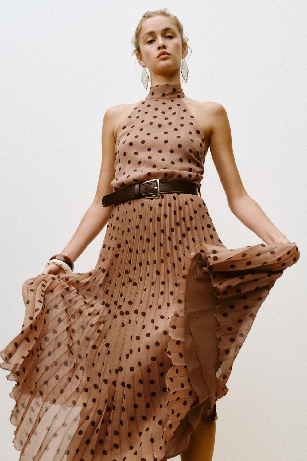 POLKA DOT MIDI DRESS WITH BELT