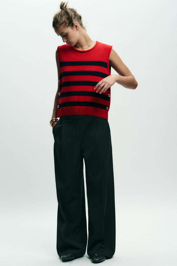 SIDE BUTTON KNIT WAISTCOAT TOP