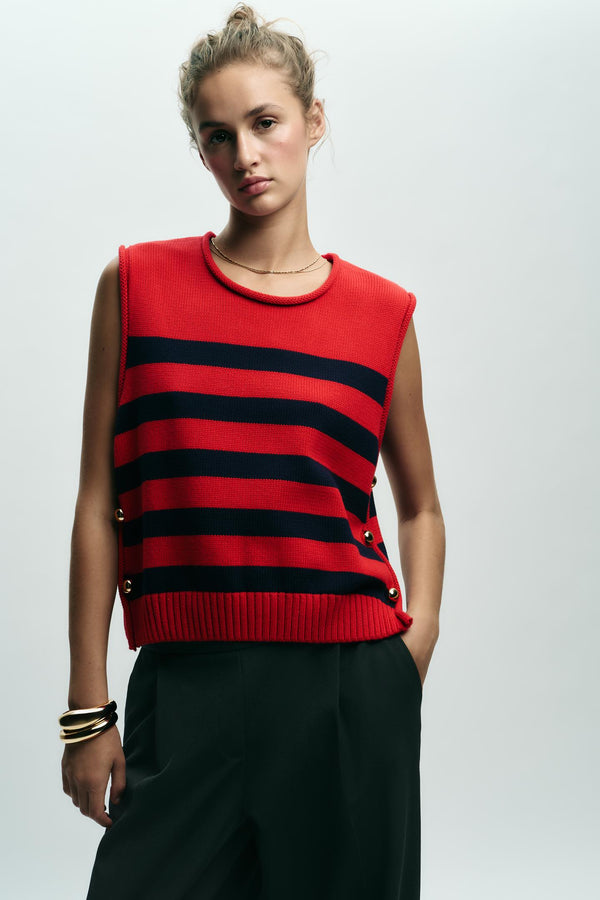 SIDE BUTTON KNIT WAISTCOAT TOP